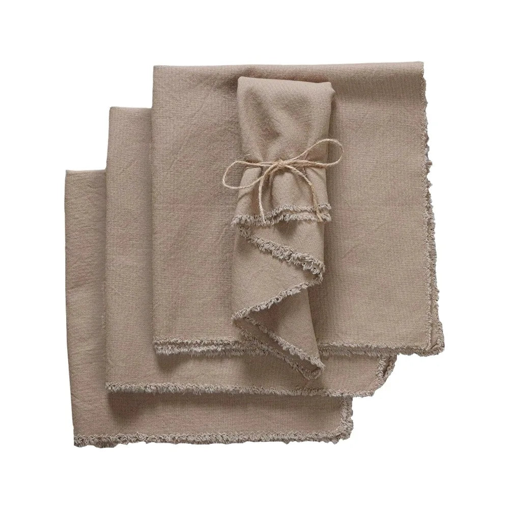 serviettes coton lin couleur blanc vert olive beige rose texture naturelle rustique classique