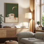 tableau moderne abstract toile animaux compagnie verte chambre salon decoration vertical rectangle