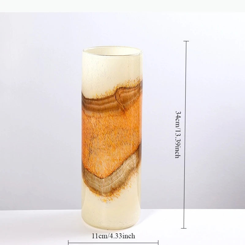 vase moderne translucide blanc crème orange marron décoration tablebranches baies texturées