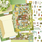 miniatures jardin scellées plantes meubles accessoires couleurs vert rouge bleu dessin animé opaques