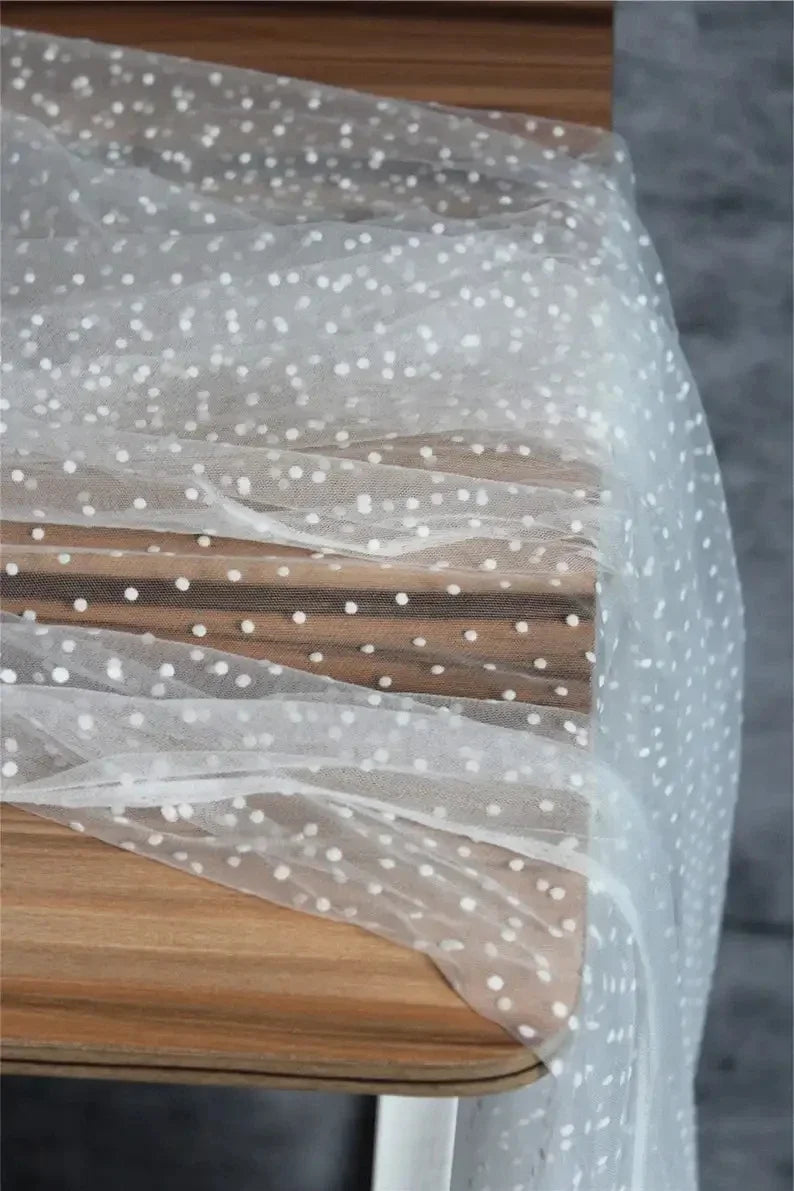 tissu polyester blanc beige noir motif dot moderne élégant dentelle respirant bricolage 150cm
