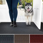 tapis moderne gris marron rouge lignes horizontales anti glisse imperméable