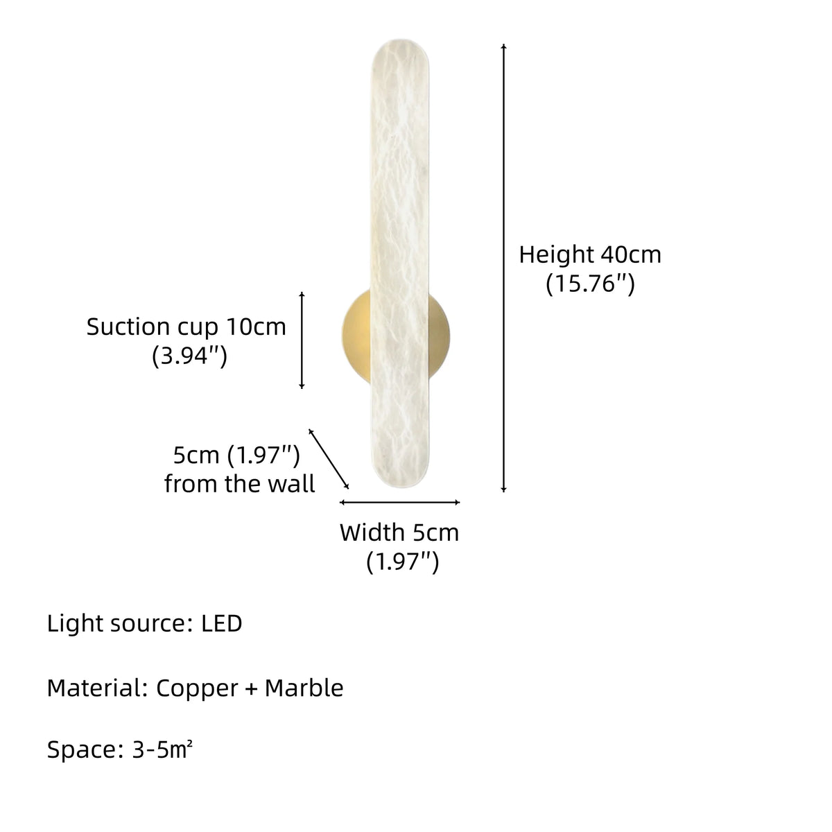 applique murale moderne marbre blanc doré salon chambre coucher led 60cm