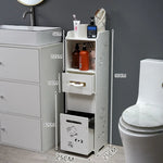 meuble rangement salle bain blanc moderne tiroir déchets étagères étroites