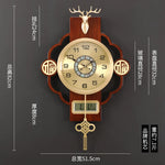 horloge murale décoration asiatique motif géométrique cadran analogique éléments décoratifs métal doré chambre salon
