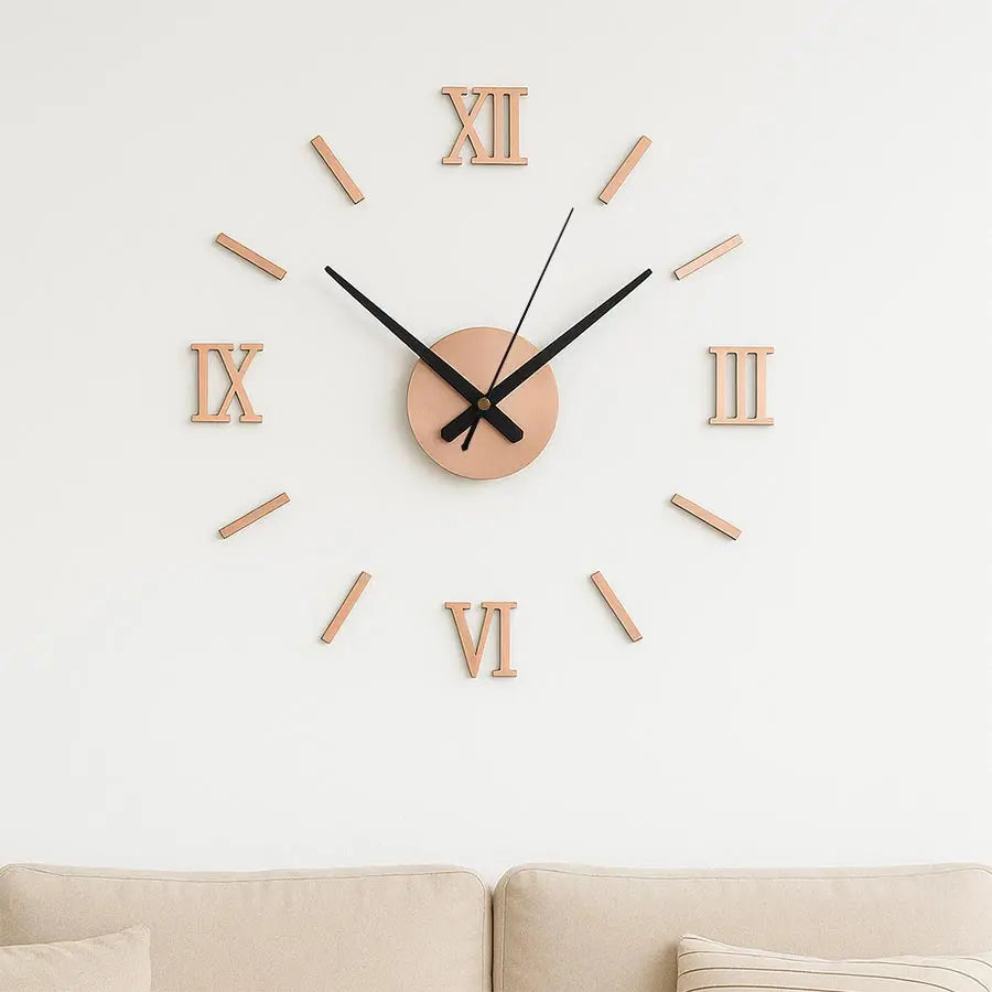 horloge murale moderne minimaliste 45cm aiguilles numéros romains noir doré rose doré argenté