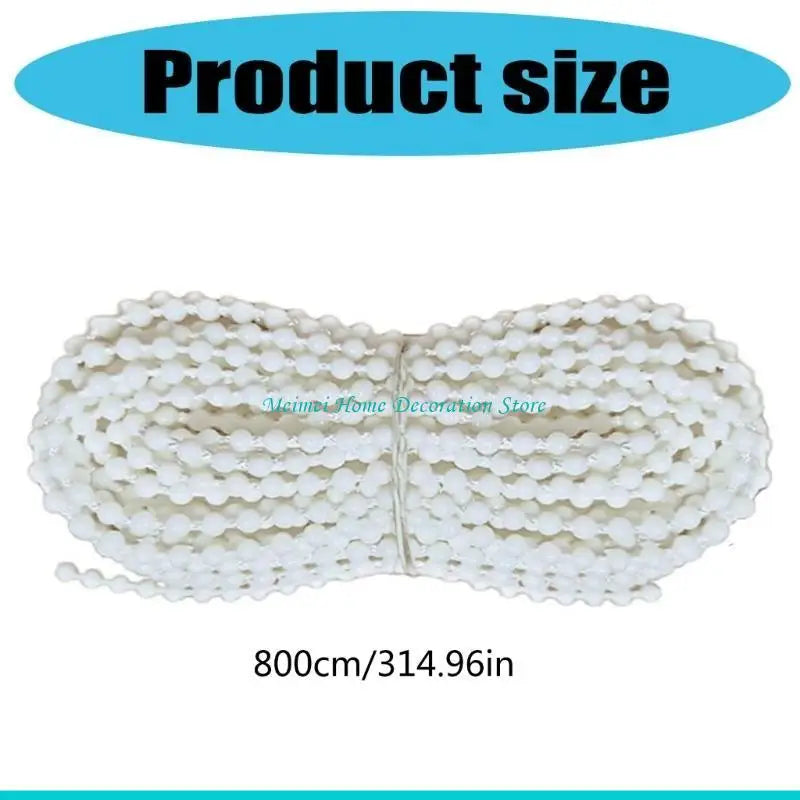 corde perlée blanche moderne 8m clips anneaux boucles rideaux coton pvc