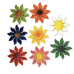 décorations murales métal fleurs tournesols colorées champêtre fixations oeilletsextérieur jardin cloisons artistiques