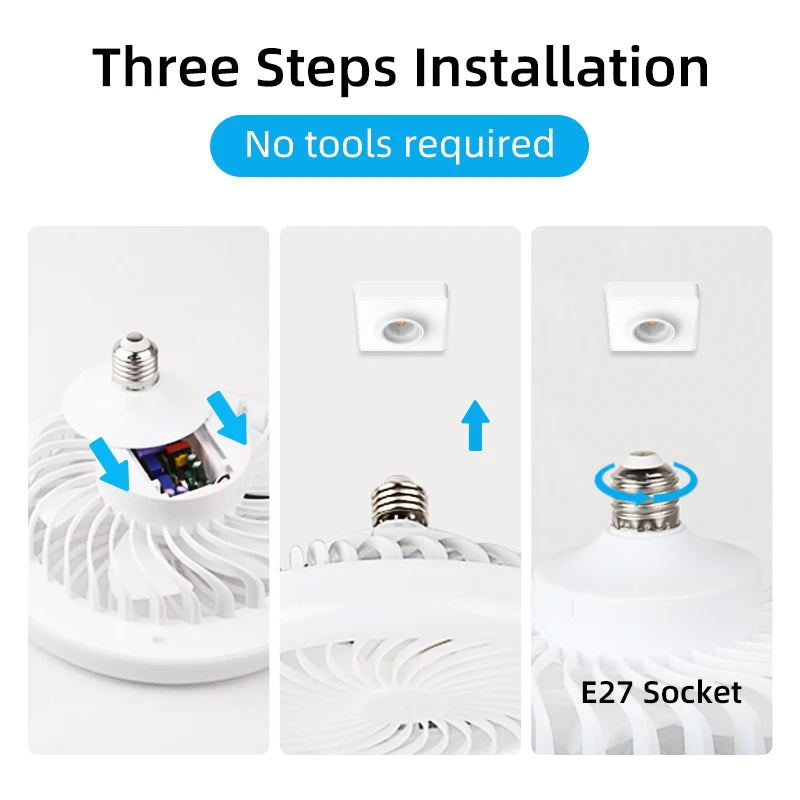 ventilateur lampe led télécommande blanc moderne minimaliste 24w 30w 40w 80w e27