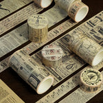 ruban adhésif vintage rétro motifs anciens chiffres lettres opacité beige noir scrapbooking diy