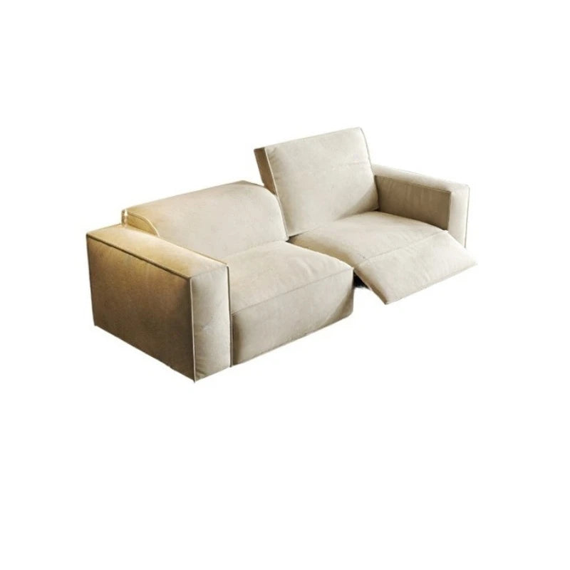 canapé salon moderne forme beige clair tissu composite coussin doux