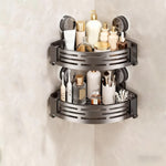 étagère salle bain moderne gris perforée succion porte savon crochets serviette