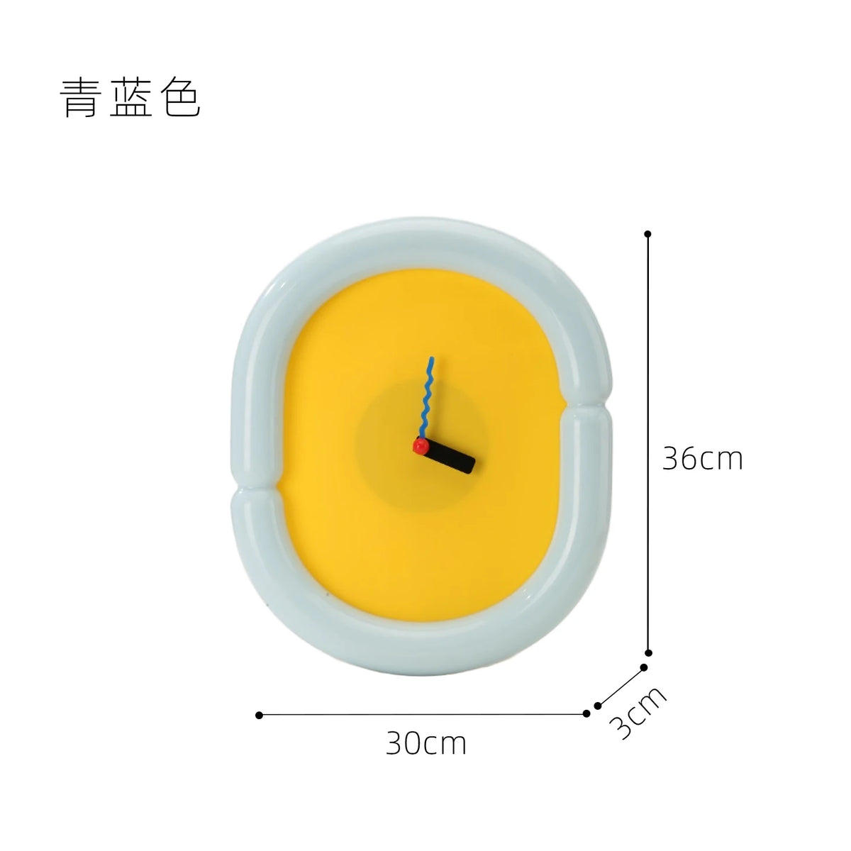 horloge murale moderne minimaliste rouge jaune bleu clair rose simple ornement 36x30cm acrylique