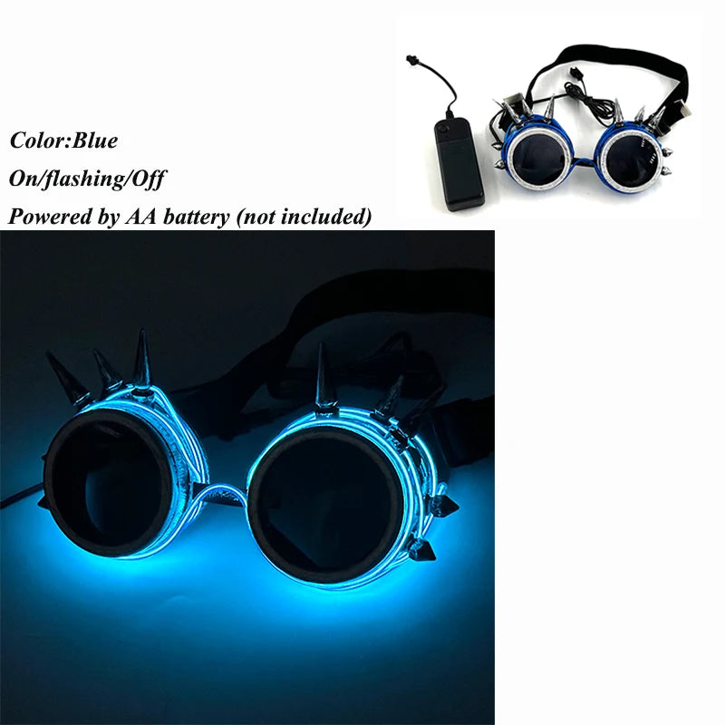 lunettes lumineuses led futuristes transparentes paillettes circuit imprimé élastique fête rave club nuit