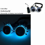 lunettes lumineuses led futuristes transparentes paillettes circuit imprimé élastique fête rave club nuit