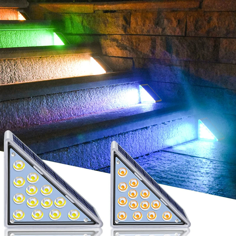 projecteur solaire led ip67 étanche rgb blanc noir moderne jardin triangle