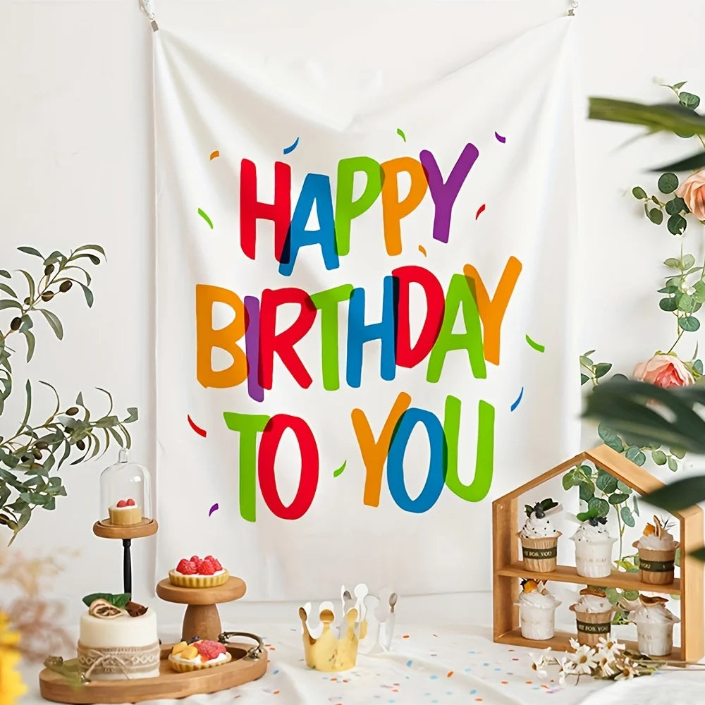 drapeau festif happy birthday confettis multicolore blanc clips décoration anniversaire enfant fête polyester