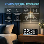 horloge numérique moderne alarme double température led noir blanc bleu