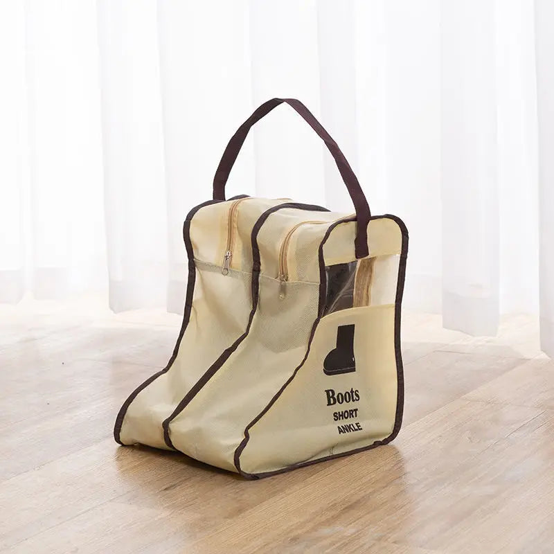 sacs rangement chaussures noir beige fenêtre transparente pratique moderne poignées