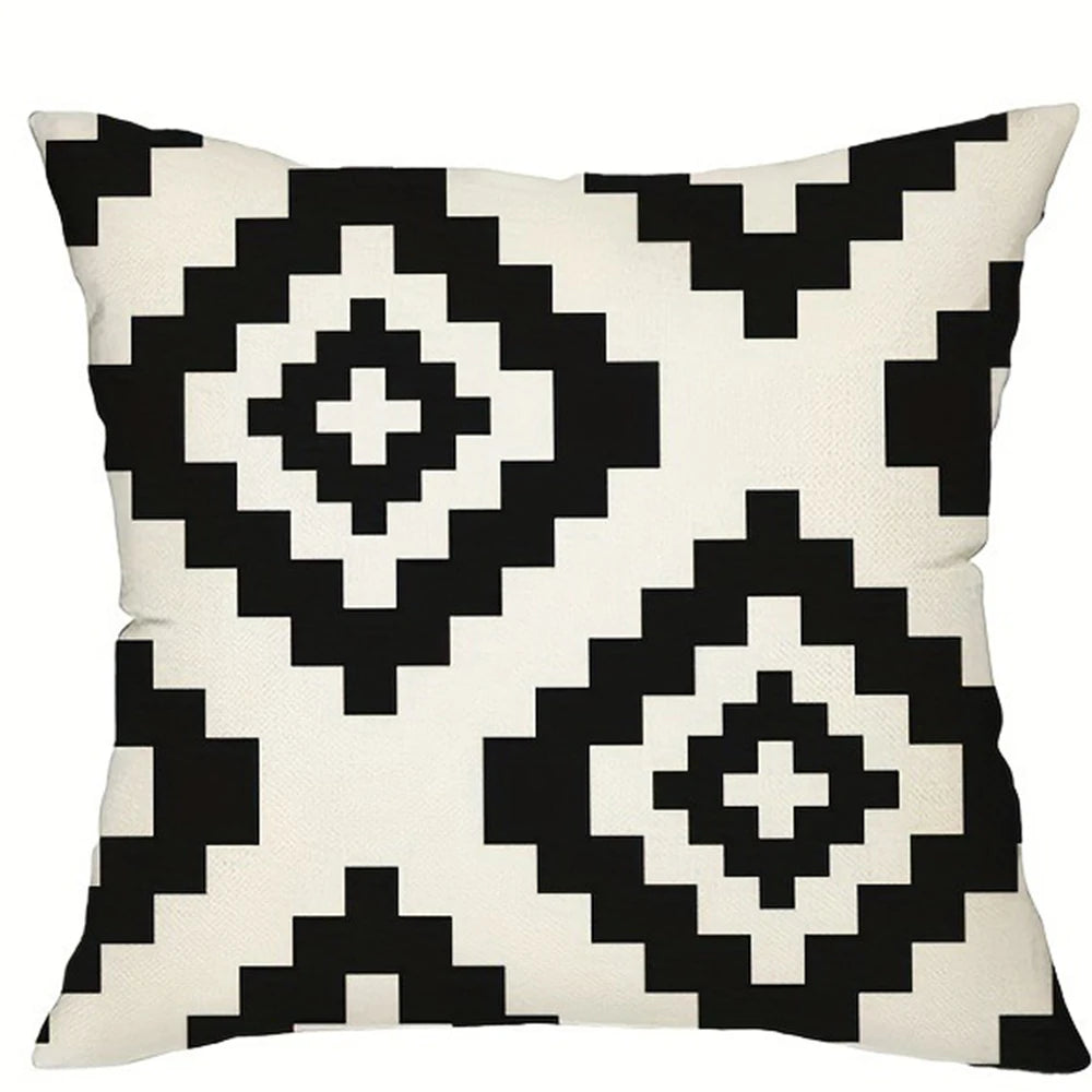 taies d'oreiller géométriques moderne 100% polyester noir blanc marron gris lit opaques moderne