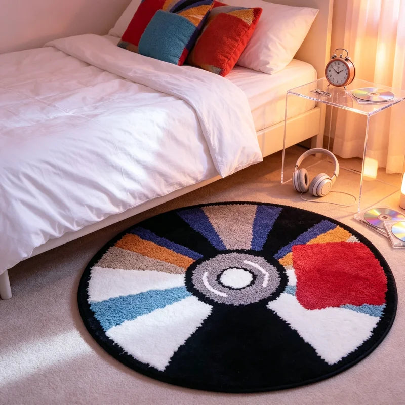tapis doux moderne géométrique noir blanc gris bleu orange rouges rayures machine lavable