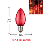 ampoules led c7 multicolore jaune bleu rouge vert orange transparentes modernes ip44 étanche 1w