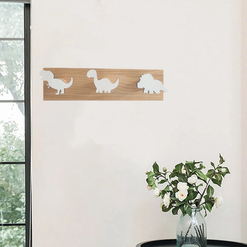 porte clés mural dinosaure bois naturel décor chambre enfant moderne minimaliste adhésif fixe chambre