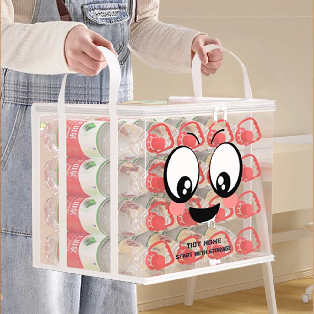 boîtes rangement transparentes moderne noires blanches souriantes FULL OF ENERGY TIDY STORAGE cordon serrage