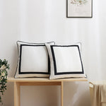 coussins velours imprimés géométriques carrés noir bleu bord simple minimaliste 40x40cm 45x45cm