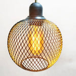 abat jour suspension cage ampoule fer maille moderne industriel noir doré blanc tringle led
