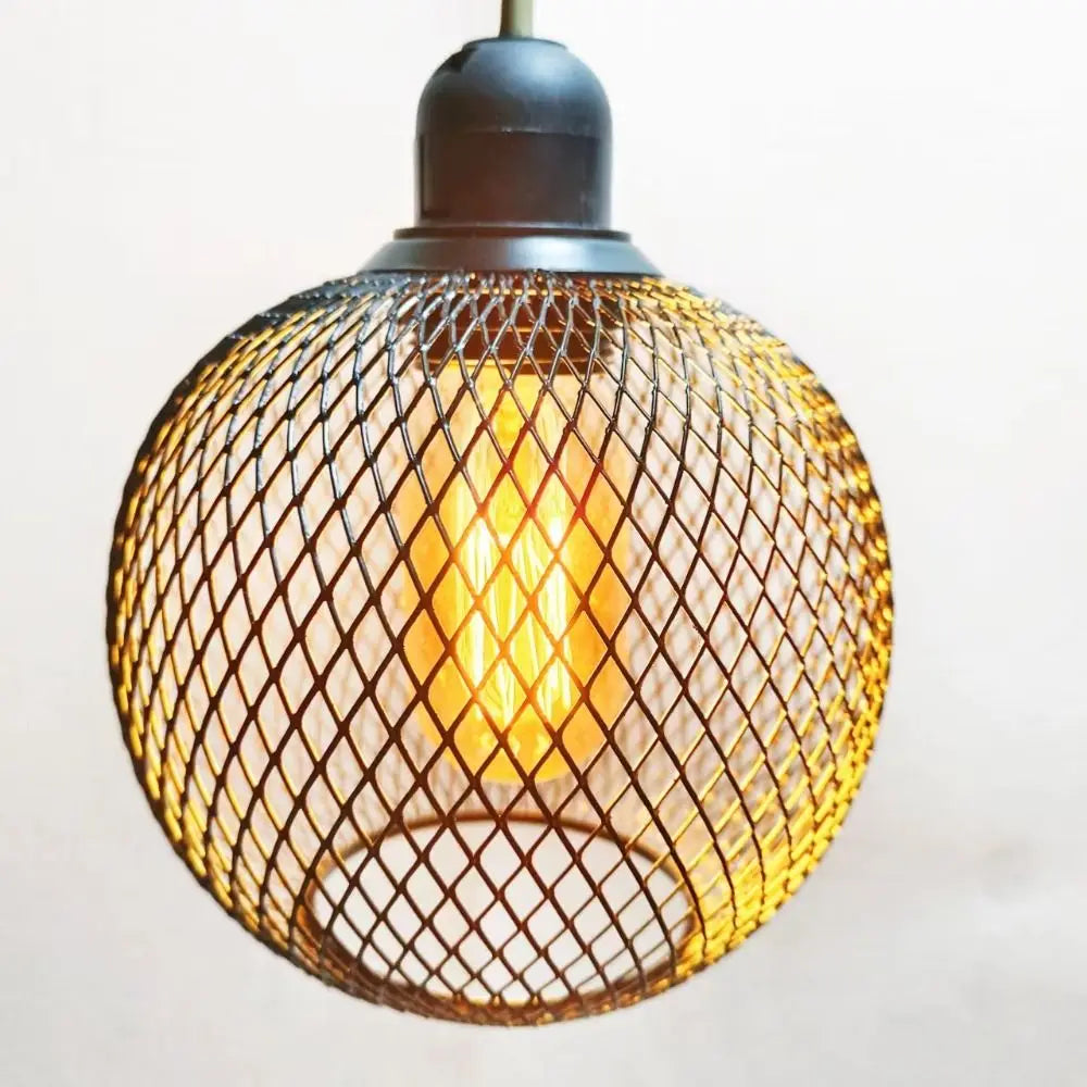 abat jour suspension cage ampoule fer maille moderne industriel noir doré blanc tringle led