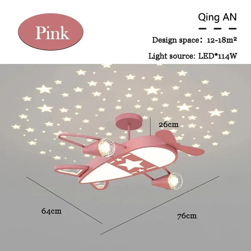 lampe moderne enfant rose bleu étoiles avion blanc fixations invisibles aménagement chambre bébé