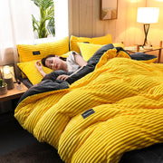 housse couette ensemble pièces côtelée velours polaire douillette moderne jaune violet bleu rose