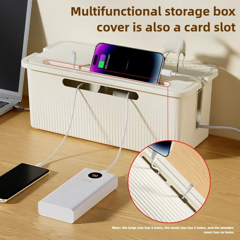boîte rangement câbles alimentation prise carte moderne rayures verticales beigeclair rechargeable abs