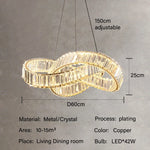 suspension lumineuse pendentif cristal or brillant moderne élégant 4000k 3000k 6000k led 10m2