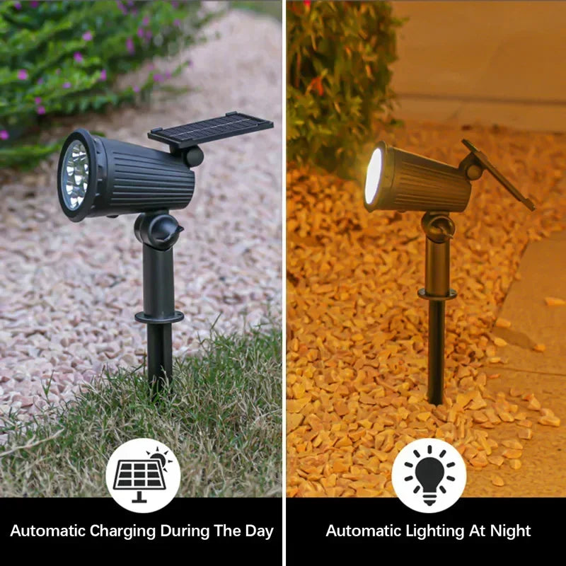 projecteur solaire led 9lumieres réglable moderne jardin étanche noir abs