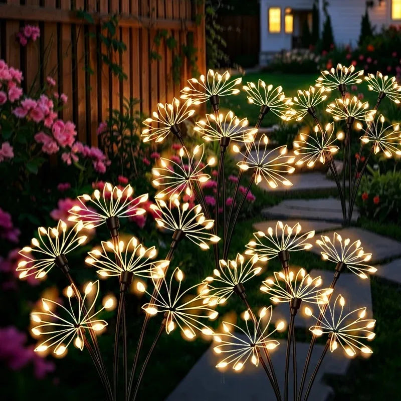 guirlande lumineuse solaire fleurs dorées éclairage extérieur moderne led autoinstallation ip65