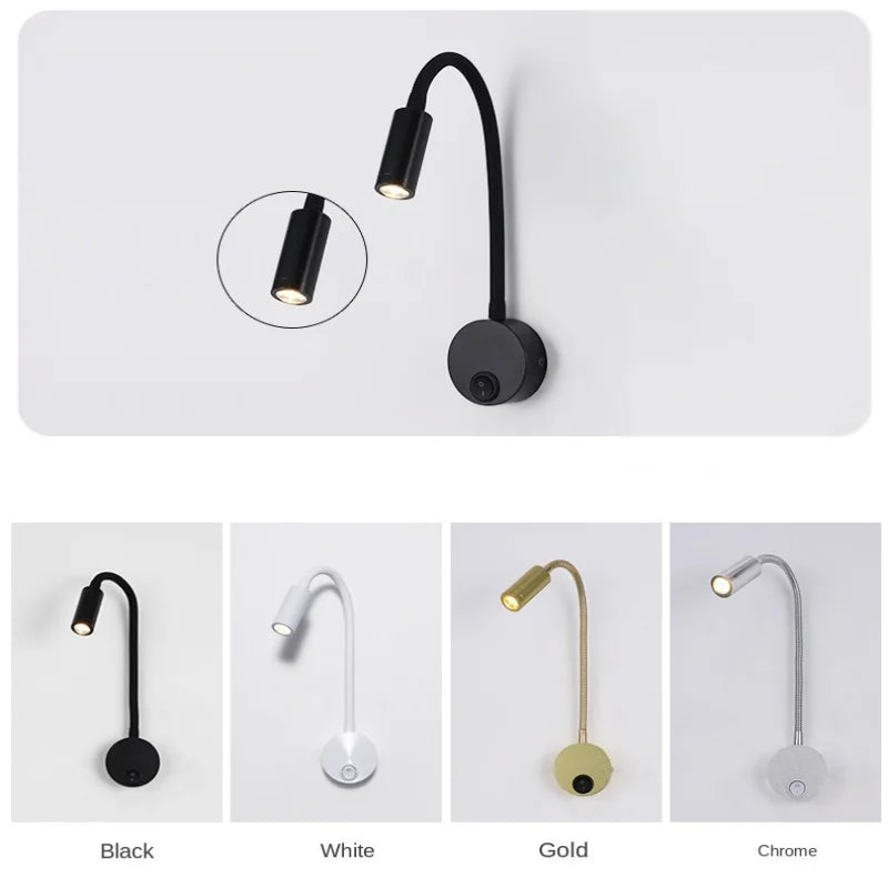 lampe murale led moderne noir blanc or chrome minimaliste contemporaine interrupteur rotatif eyelets