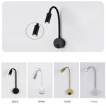 lampe murale led moderne noir blanc or chrome minimaliste contemporaine interrupteur rotatif eyelets