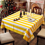 nappe rayée jaune blanche moderne imperméable lavable machine réutilisable extérieur mariages fêtes