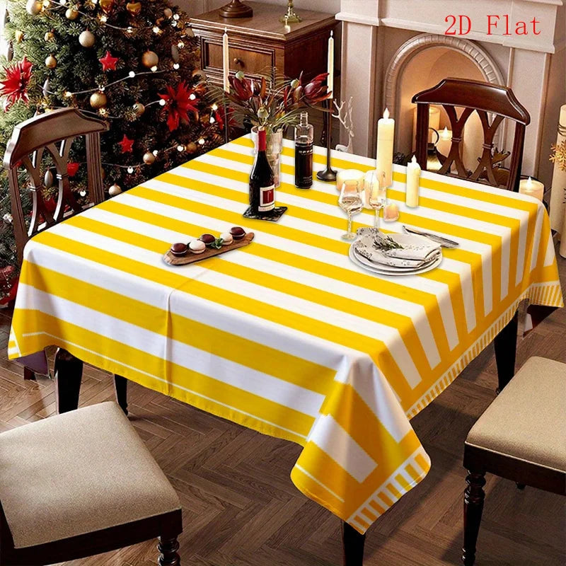 nappe rayée jaune blanche moderne imperméable lavable machine réutilisable extérieur mariages fêtes