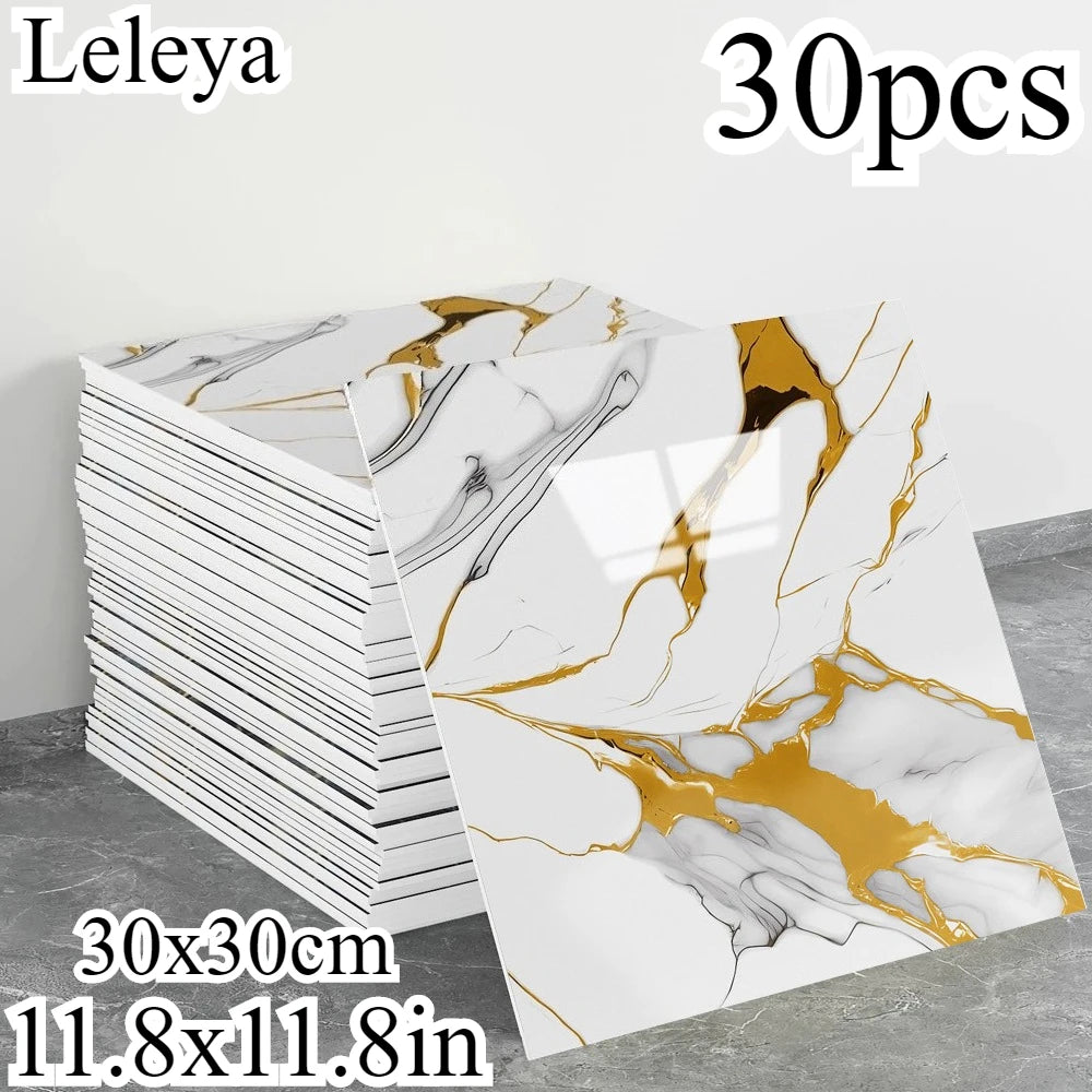 autocollant mural carrelage marbre blanc veines dorées adhésif pvc cuisine salle bain salon