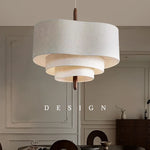 Lustre tissu suspension rétro minimaliste en métal et tissu pour salon
