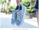 chaussures plates femmes toile bleu clair franges décontractées lacets blanc noir casual