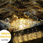 guirlande lumineuse bleu doré étoiles moderne adhésif connecteurs 10m 5m événements anniversaires fêtes noël