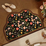 tapis d'entrée absorbant eau rapide sèche ventilé non glissant intérieur maison vert floral élégant