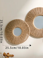 miroir mural rond tressé boho chic couleur beige noir blanc deco chambre salon