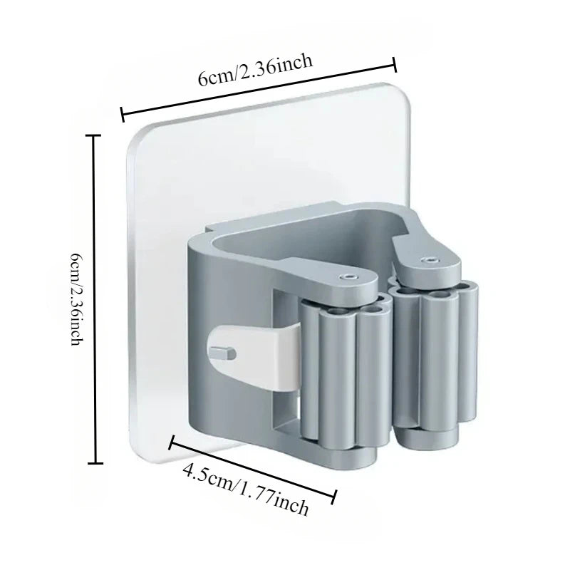 porte balai adhésif support rangement moderne outils ménagers gris clair fixations étagère murale abs