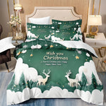 ensemble literie noël rennes flocons doré vert blanc impression 3d polyester brossé doux ornement