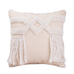 coussin décoratif moderne motif géométrique jaune gris beige texture bouclée canapé salon